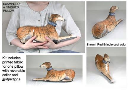 Example of a finished
                                      greyhound pillow.